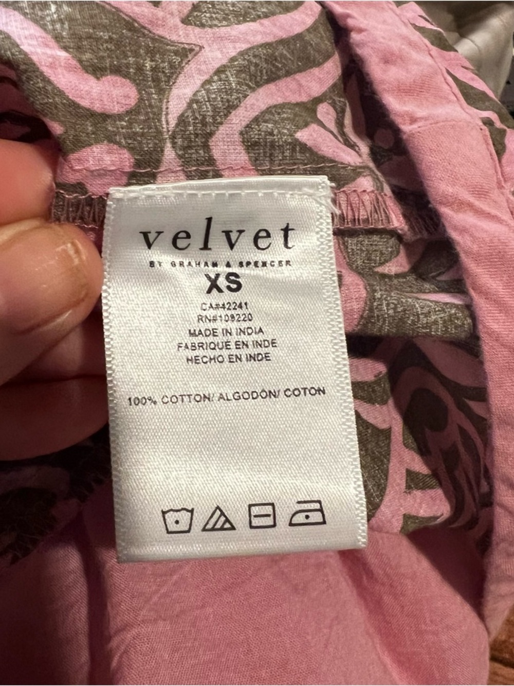Velvet by Graham & Spencer Pink Brown Mosaic Dress size X small - Picture 14 of 14